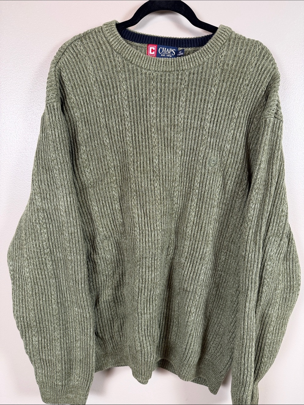 Chaps XXL Men's Sage Green Ribbed Crewneck Sweater